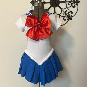 Sailor Moon cosplay or Halloween costume, red/white/blue, adult M